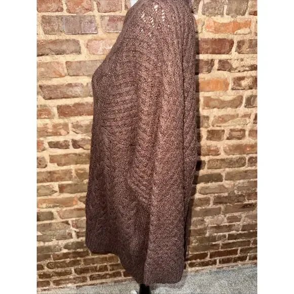 Natural Life Brown Sweater Women’s Sz XL Relaxed Oversized Cable Knit Fisherman - Picture 3 of 8